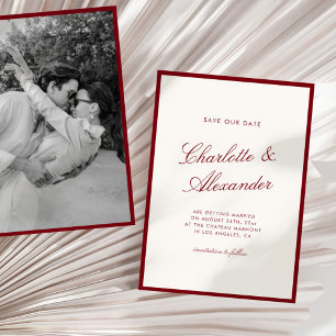 Klassische Kalligrafie Deep Red Old Money Save The Date