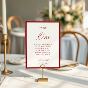 Klassische Kalligrafie Deep Red Old Money Tischnummer