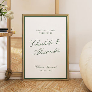 Klassische Kalligrafie Dunkle Salbei-Olive Alte-Mo Poster