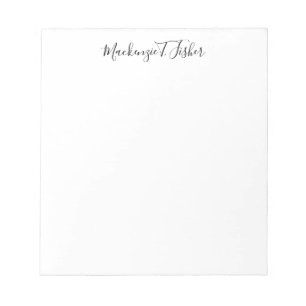 Klassische Kalligrafie Elegant Einfach Schwarz & W Notizblock