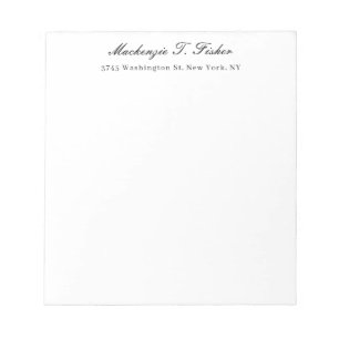 Klassische Kalligrafie Elegant Schlicht Schwarz & Notizblock