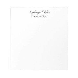 Klassische Kalligrafie Elegant Schlicht Weiß Notizblock