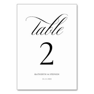 Klassische Kalligrafie Elegante Hochzeit Tischnumm Tischnummer