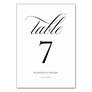 Klassische Kalligrafie Elegante Hochzeitsstimmung  Tischnummer
