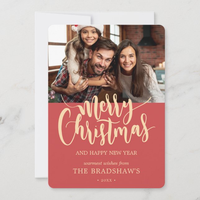 Klassische Kalligrafie Frohe Weihnachten Foto (Vorderseite)