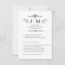 Klassische Kalligrafie-Monogramm-Hochzeits-RSVP RSVP Karte