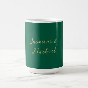 Klassische Kalligrafie-Paarnamen Grün & Gold Kaffeetasse