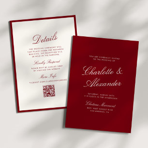 Klassische Kalligrafie Tiefrot Altes Geld Hochzeit Einladung
