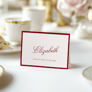 Klassische Kalligraphie Deep Red Old Money Platzka Dankeskarte