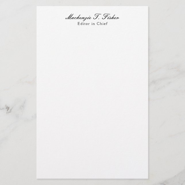 Klassische Kalligraphie Elegant Schlicht Simple Wh Briefpapier (Vorderseite)