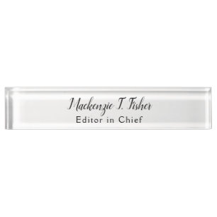 Klassische Kalligraphie Elegant Schlicht Simple Wh Namensplakette