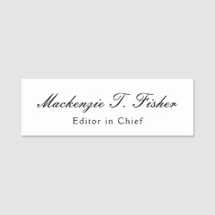 Klassische Kalligraphie Elegant Schlicht Simple Wh Namensschild