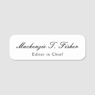 Klassische Kalligraphie Elegant Schlicht Simple Wh Namensschild