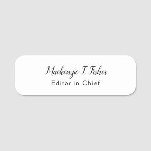 Klassische Kalligraphie Elegant Schlicht Simple Wh Namensschild
