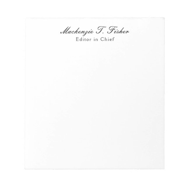 Klassische Kalligraphie Elegant Schlicht Simple Wh Notizblock (Vorderseite)