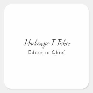 Klassische Kalligraphie Elegant Schlicht Simple Wh Quadratischer Aufkleber