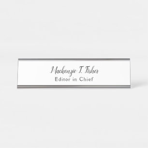 Klassische Kalligraphie Elegant Schlicht Simple Wh Schreibtischnamensplakette