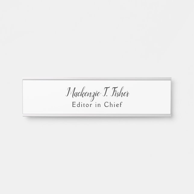 Klassische Kalligraphie Elegant Schlicht Simple Wh Türschild (Vorderseite )