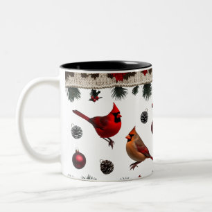 Klassische Kardinalvögel Nordic Knit Zweifarbig Zweifarbige Tasse