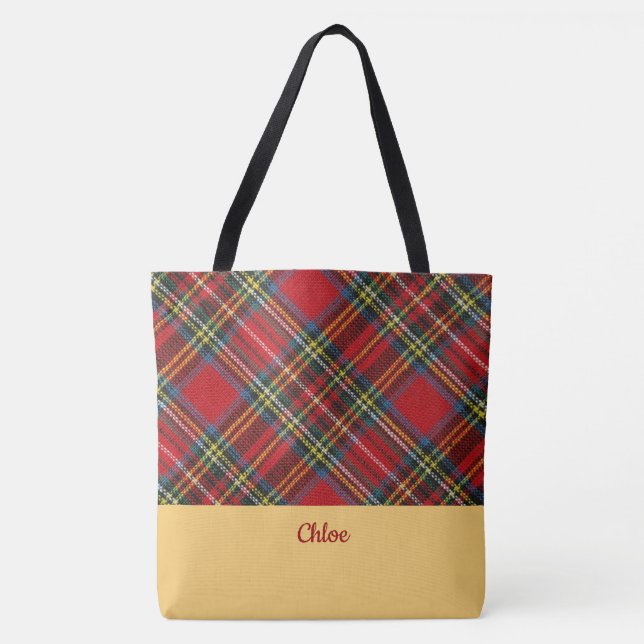 Klassische Karierte Mit Monogramm Tote Bag Tasche (Vorderseite)