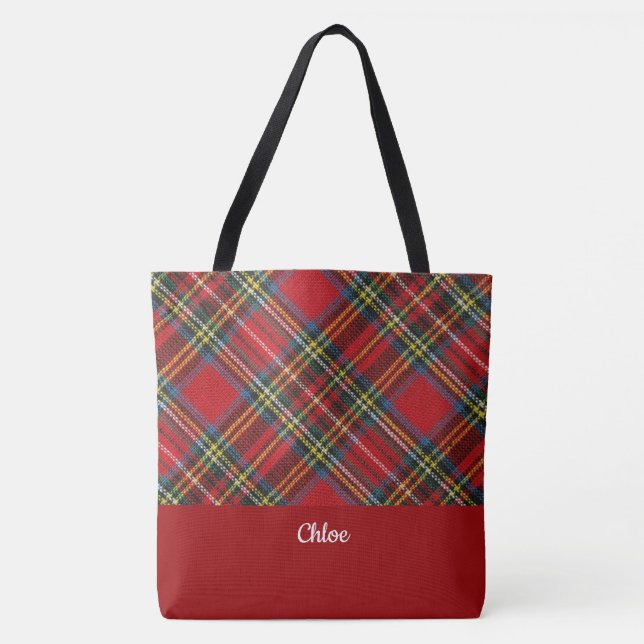Klassische Karierte Mit Monogramm Tote Bag Tasche (Vorderseite)