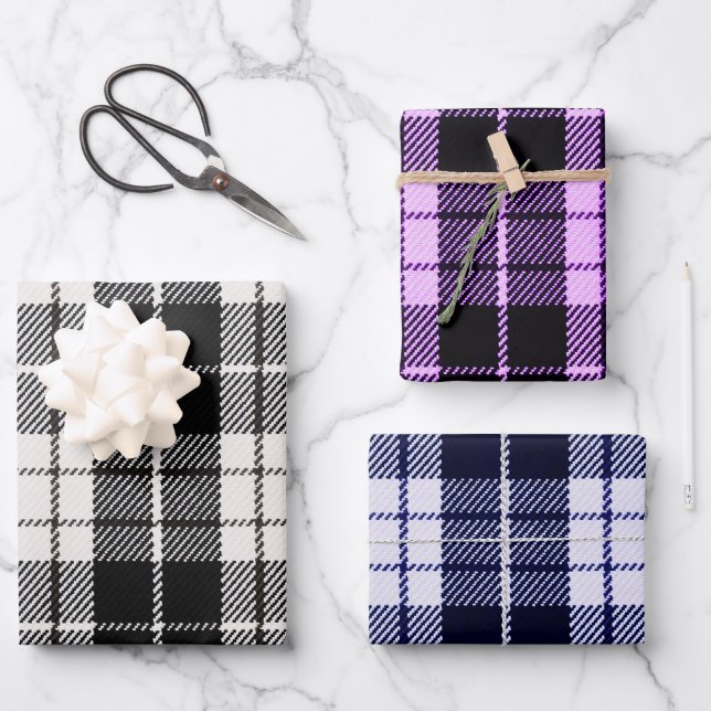 Klassische Karierte Musterscheiben Geschenkpapier Set (Vorderseite)