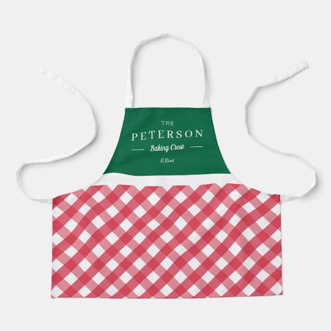 Klassische Karierte Personalisierte Kid-Schürze Schürze (Vorderseite)