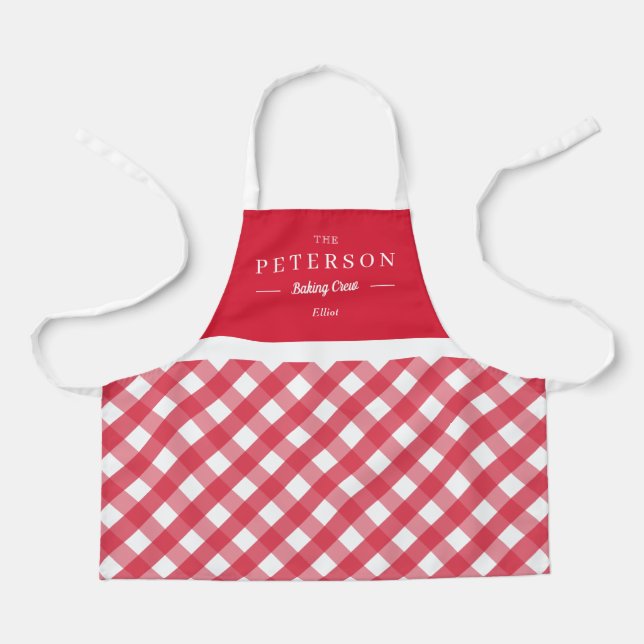 Klassische Karierte Personalisierte Kid-Schürze Schürze (Vorderseite)