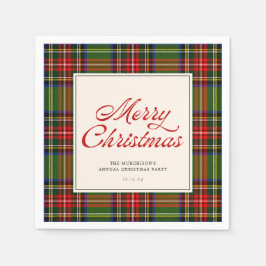 Klassische Karierte Retro-Script Frohe Weihnachten Serviette