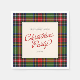 Klassische Karierte Retro-Script Frohe Weihnachten Serviette