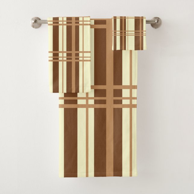 Klassische Karierte Tan- und CremShades Badhandtuch Set (Insitu)
