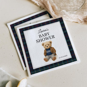 Klassische karierte Teddybär-Baby-Party-Servietten Serviette