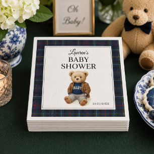 Klassische karierte Teddybär-Baby-Party-Servietten Serviette