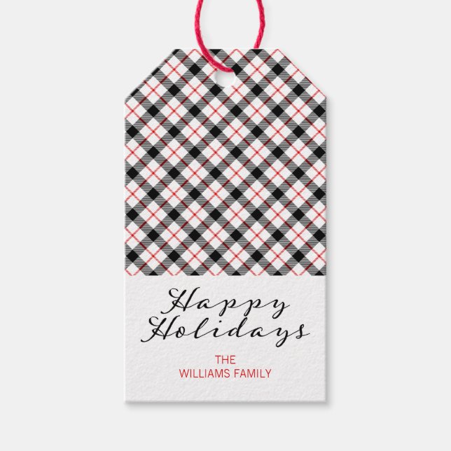 Klassische Karierte Weihnachtsfeiertage-Geschenkma Geschenkanhänger (Vorderseite)