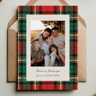 Klassische Karo-Weihnachtsfotokarte Feiertagskarte
