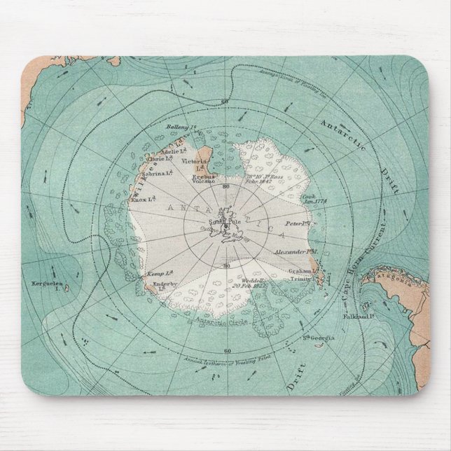 Klassische Karte der Antarktis Mousepad (Vorne)