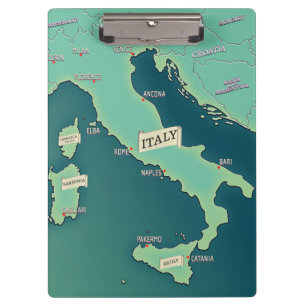 Klassische Karte Italiens Klemmbrett