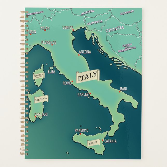 Klassische Karte Italiens Planer (Vorderseite)
