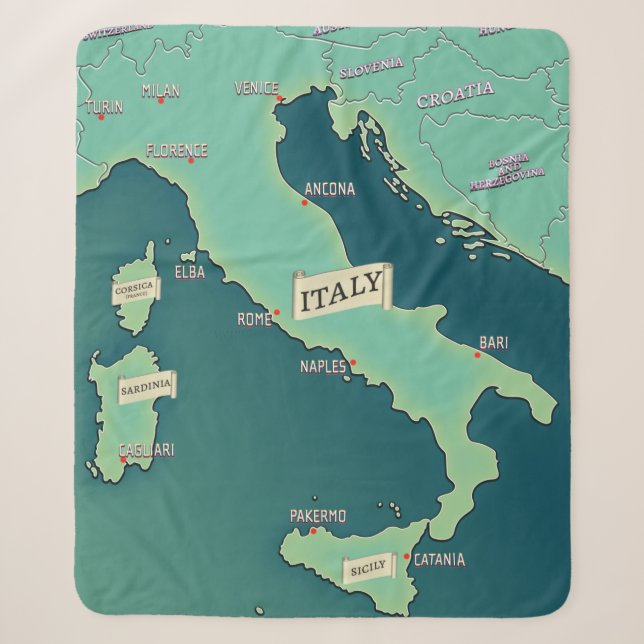 Klassische Karte Italiens Sherpadecke (Vorderseite)