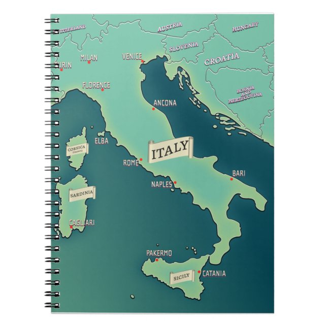 Klassische Karte Italiens Zwischenablage Notizblock (Vorderseite)
