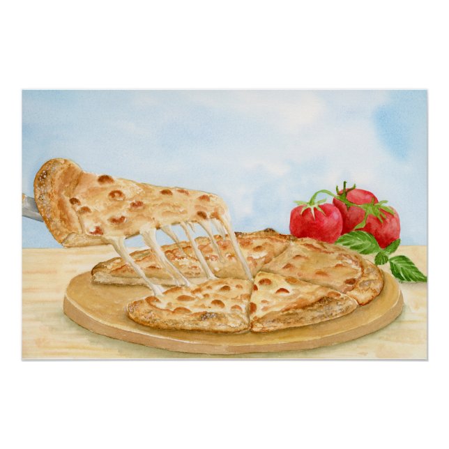 Klassische Käsepizza-Wasserfarbe Poster (Vorderseite)