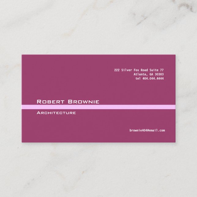 Klassische kastanienbraune rosa Linie Visitenkarte (Vorderseite)