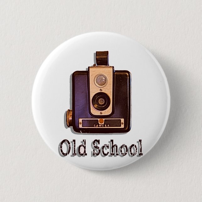 Klassische Kasten-Kamerafünfziger jahre - alte Button (Vorderseite)