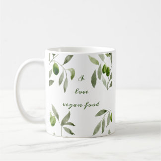 Klassische Keramik Tasse mit veganer und olivgrüne