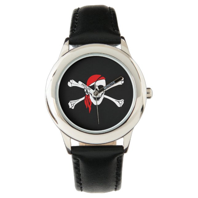 Klassische Kinderuhr/Piratenschädel Armbanduhr (Vorderseite)