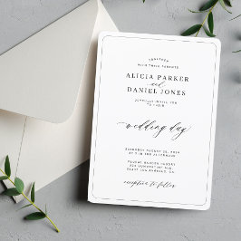 Klassische klassische Hochzeit in Schwarz-Weiß Einladung