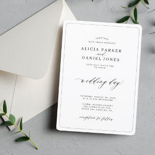 Klassische klassische Hochzeit in Schwarz-Weiß Einladung