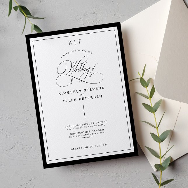 Klassische klassische Hochzeit in Schwarz-Weiß Einladung (Von Creator hochgeladen)