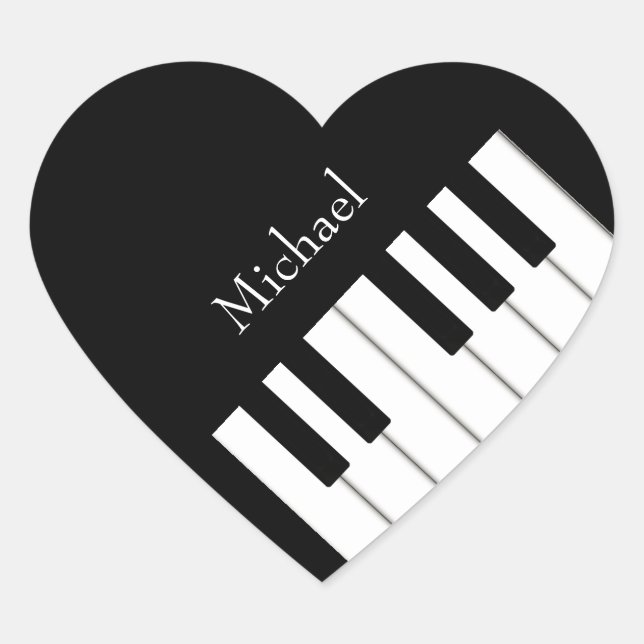 Klassische Klaviertastatur Personalisiert Musikeri Herz-Aufkleber (Vorderseite)