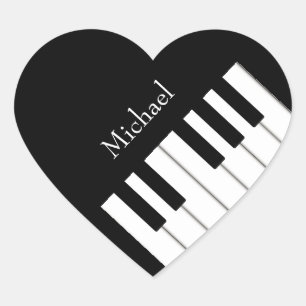 Klassische Klaviertastatur Personalisiert Musikeri Herz-Aufkleber